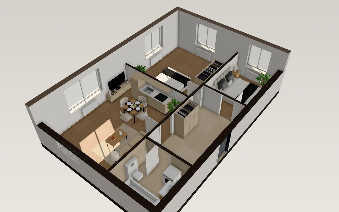The flat in the Travertine style