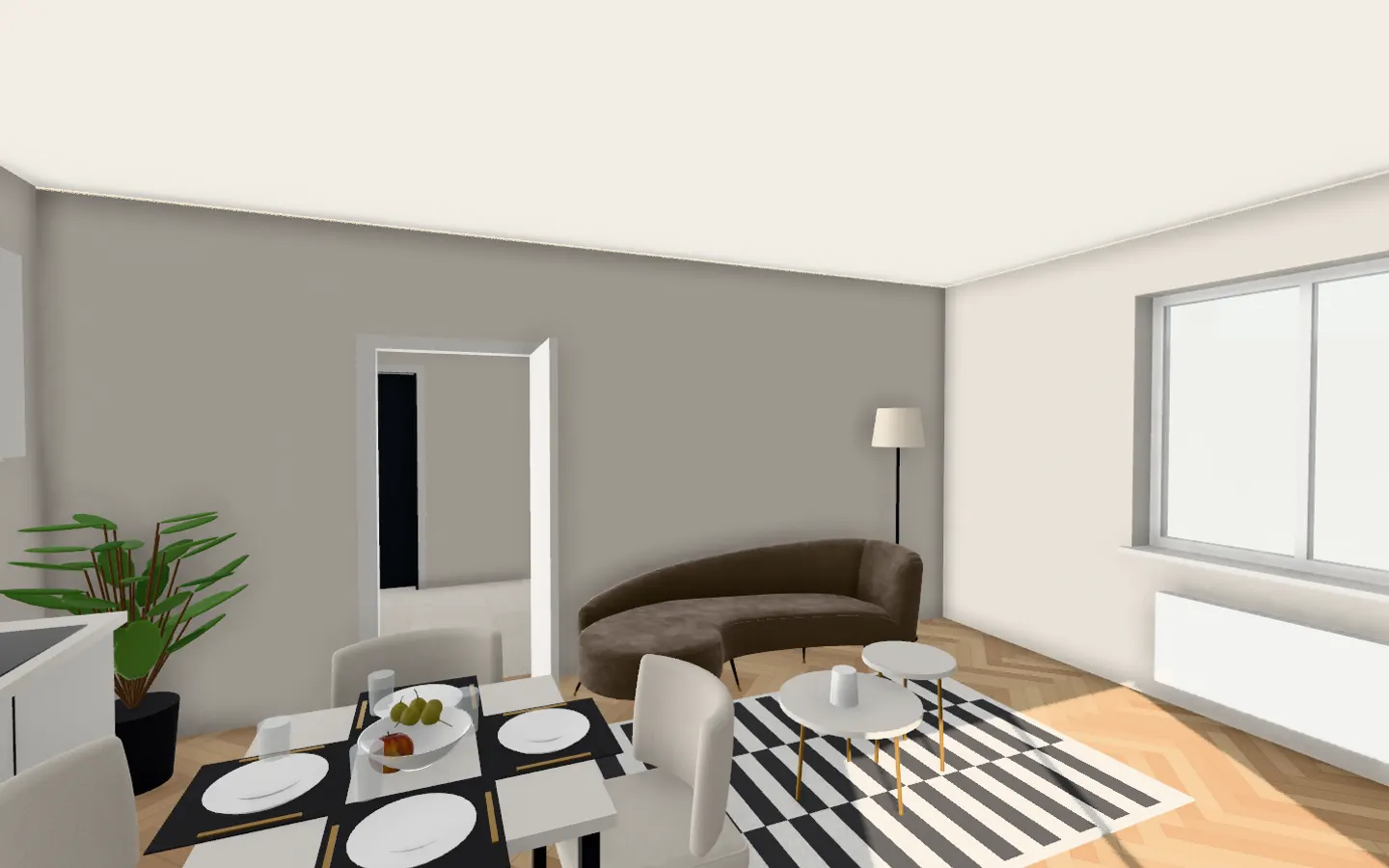 The living room in the Neo Deco style