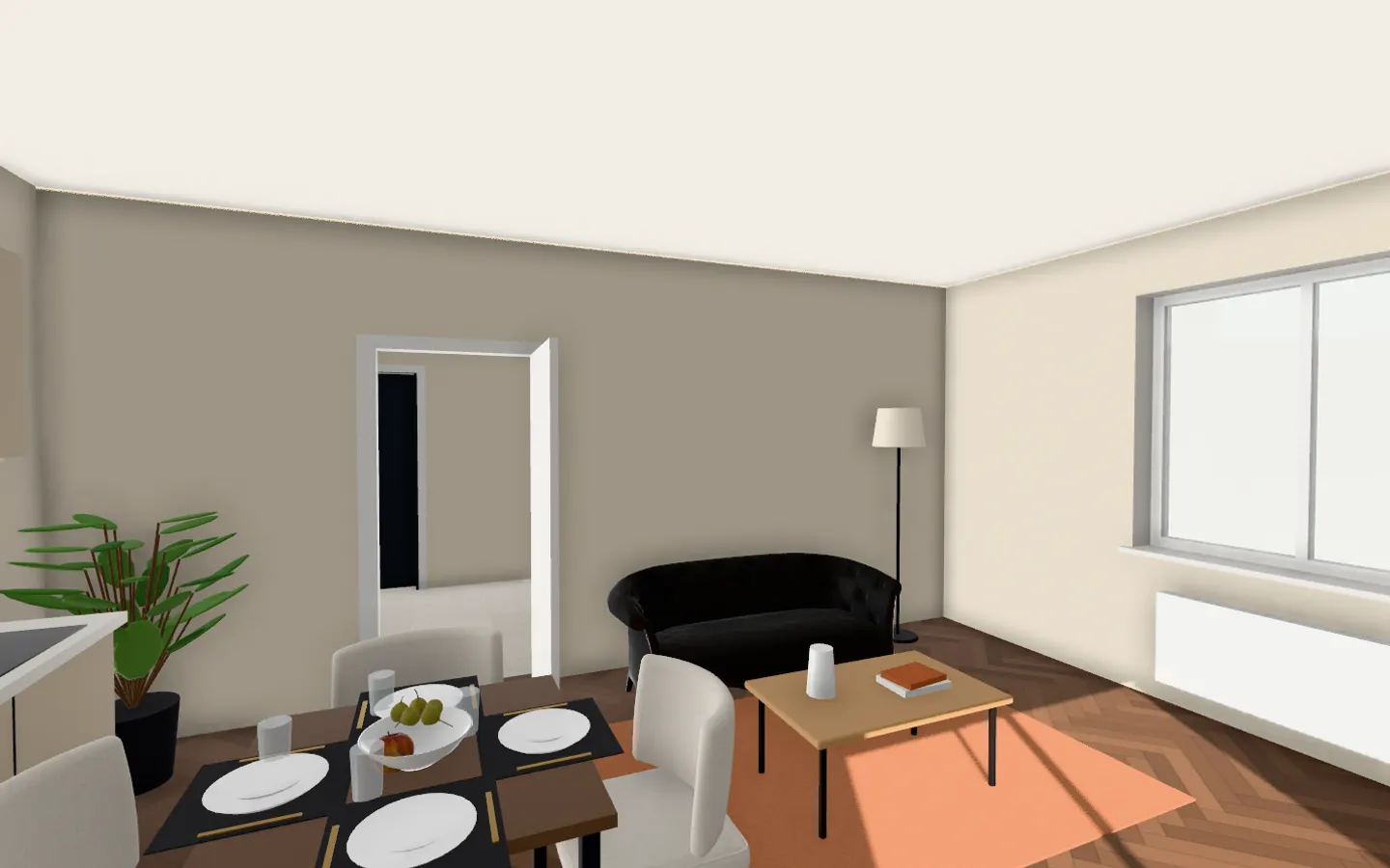 The living room in the Mocha style