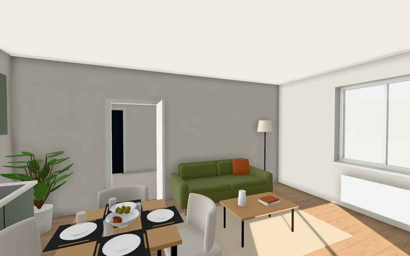 The living room in the Sage style
